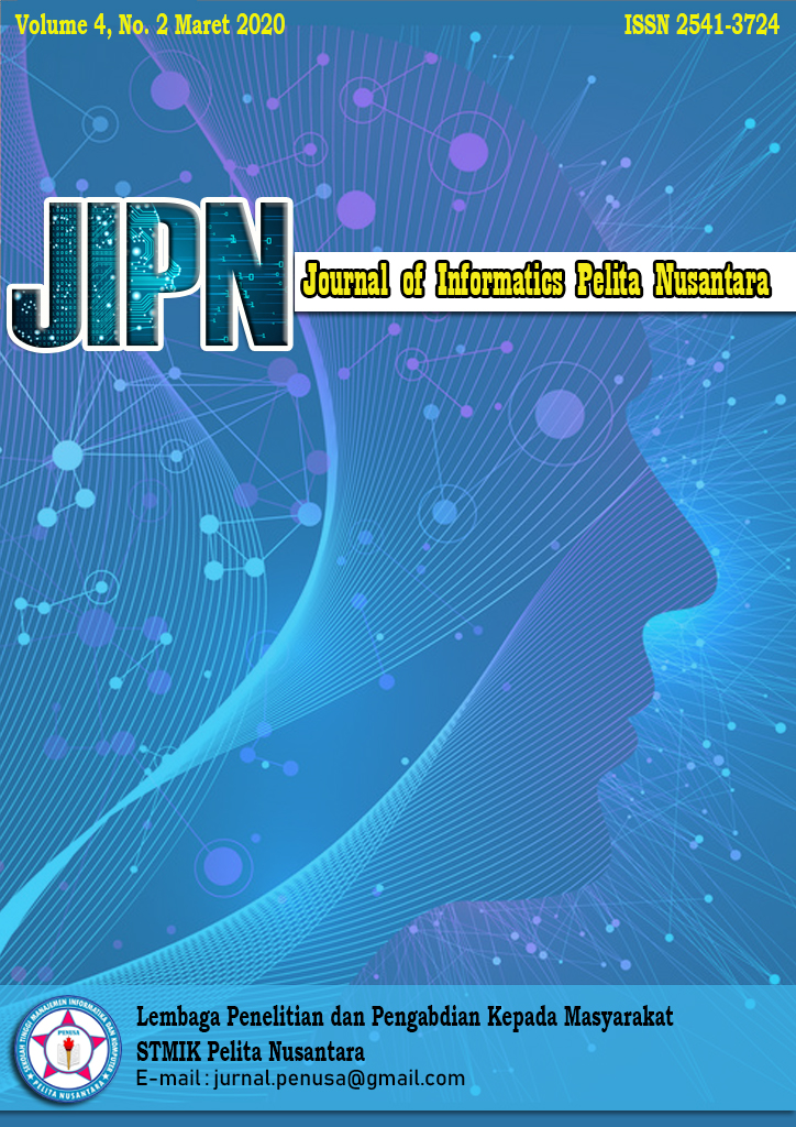 					View Vol. 4 No. 2 (2019): Oktober, Journal Of Informatic Pelita Nusantara (JIPN)
				